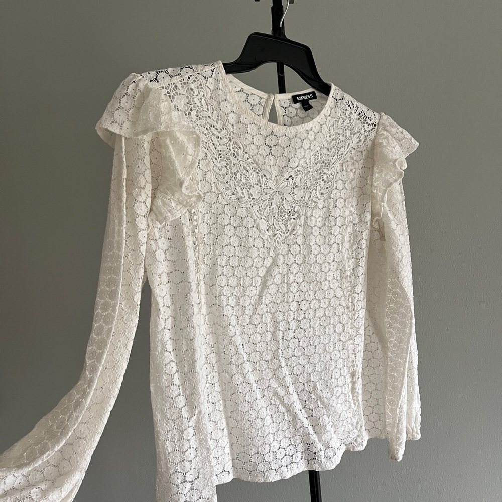 Express Knitted/Crocheted Babydoll Ruffle Top
